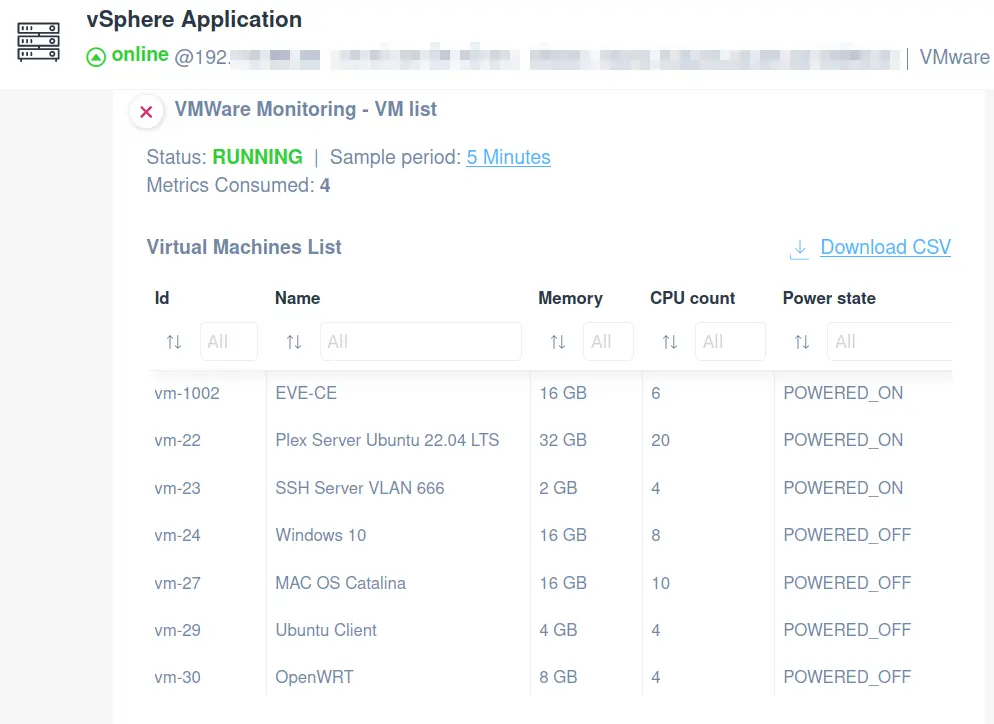 VMware Virtual Machine vCenter List